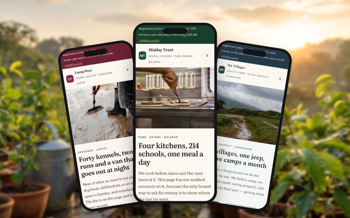 Three nonprofits & social designs shown as phone apps
