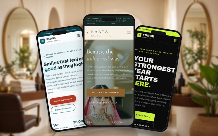 Three services business designs shown as phone apps