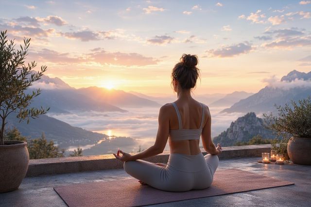 Images sample: Yoga at sunrise